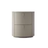 Cream Cylinder Nightstand - Modern Round Bedside Table with Storage in Matte Cream Finish